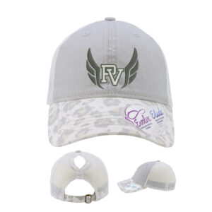 PV Girls Track Field Infinity Her Women’s Printed Visor with Mesh Back Cap-Grey Snow leopard