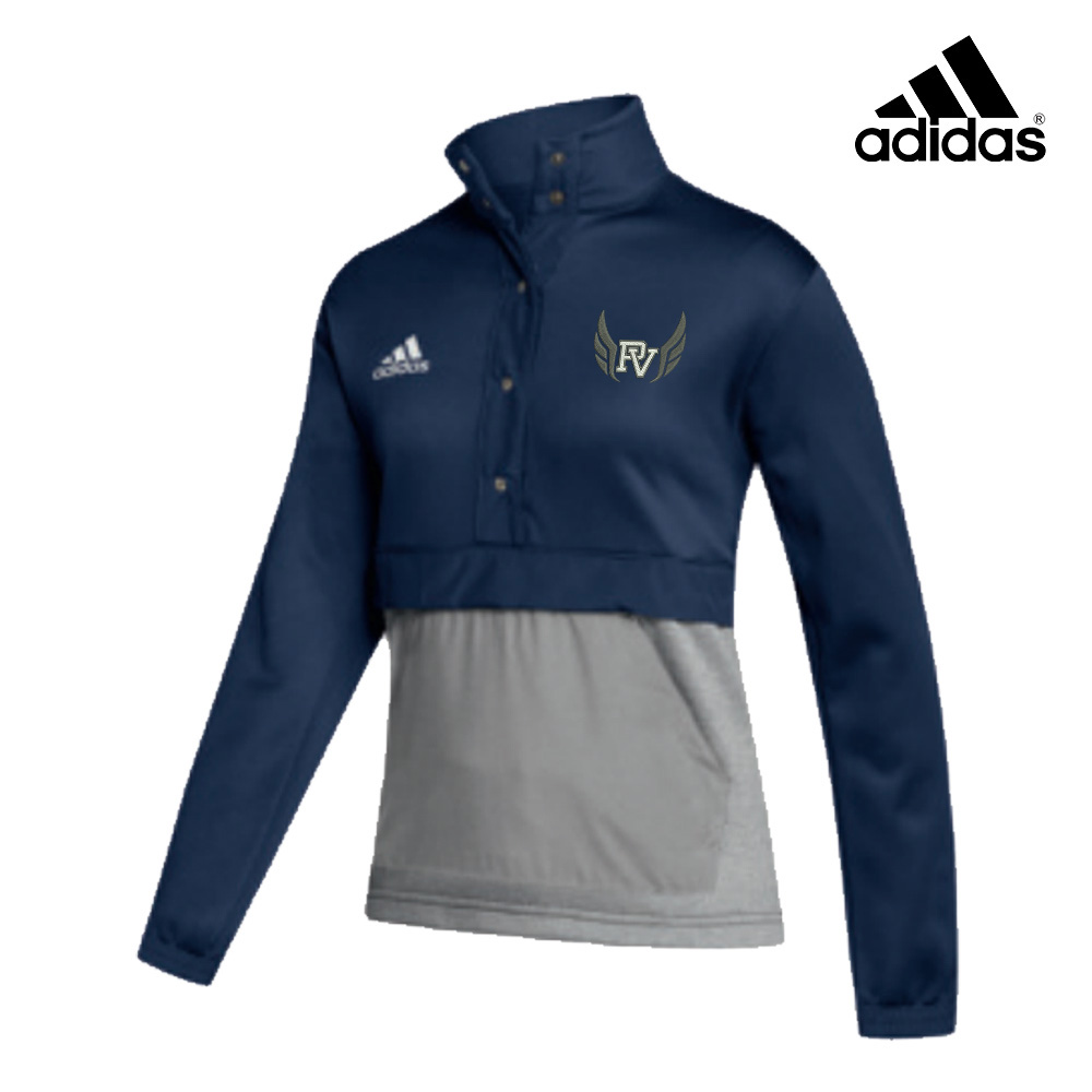 PV Girls Track Field Adidas Women's Team Issue color block 1/4 snap pullover - Team Navy/Grey