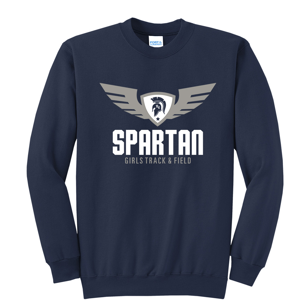 PV Girls Track Field Unisex Fleece Crewneck Sweatshirt-Navy