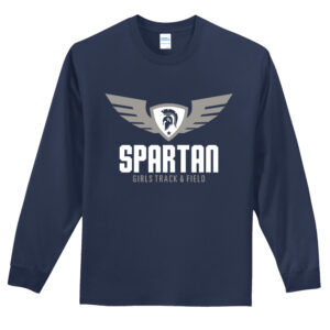PV Girls Track Field Unisex Cotton Long Sleeve Tee-Navy
