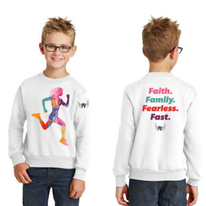 PV Girls Track Field Youth Fleece Crewneck Sweatshirt-White