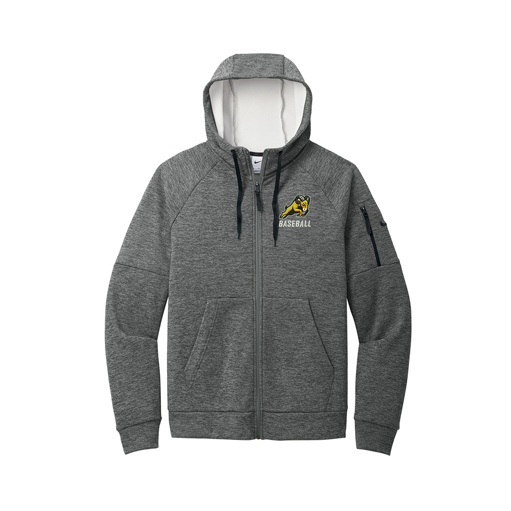 Rams BB Nike Therma-FIT Pocket Full-Zip Fleece Hoodie-Charcoal Heather