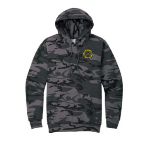 RI Arsenal Port Company Unisex Core Fleece Camo Pullover Hooded Sweatshirt-Black Heather