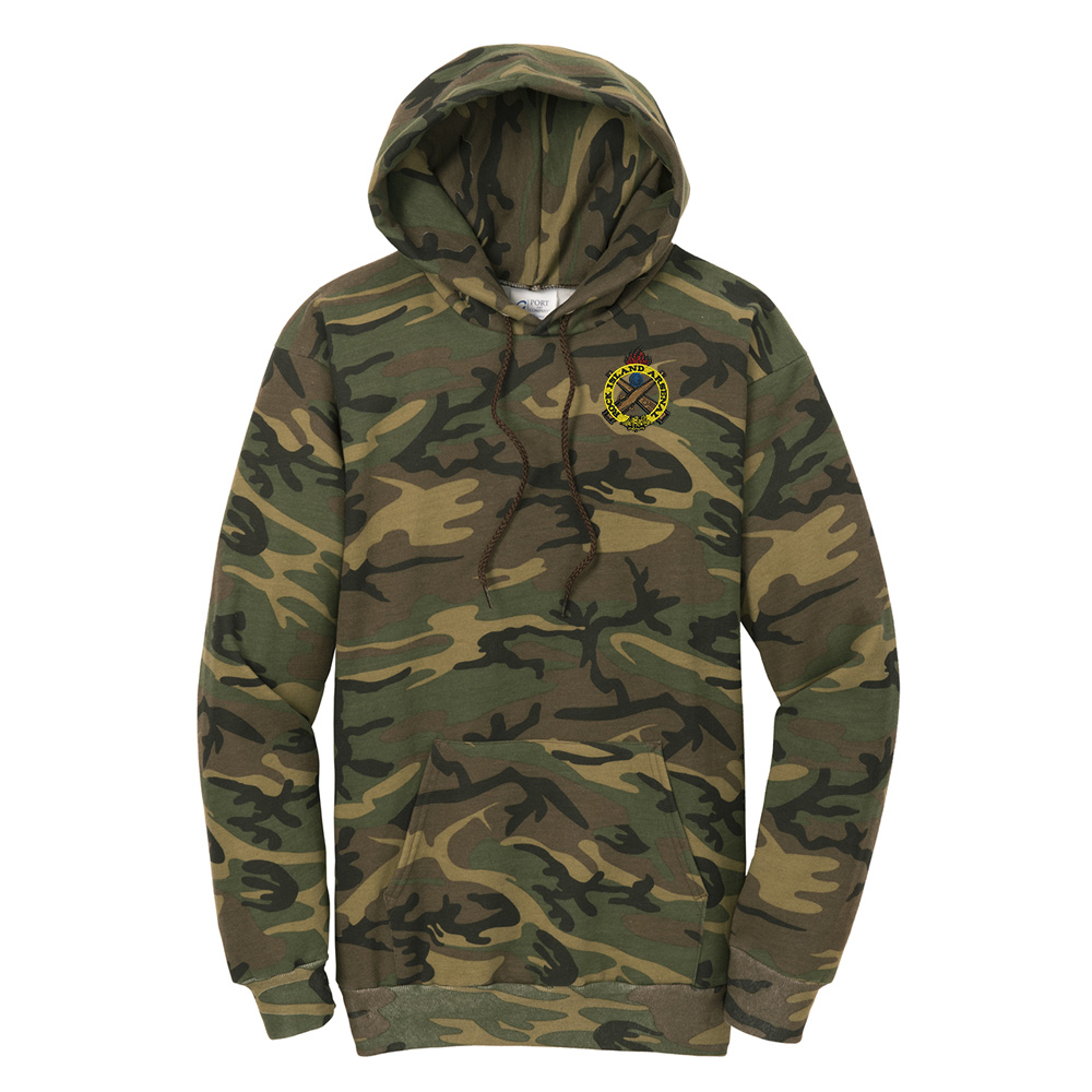 RI Arsenal Port Company Unisex Core Fleece Camo Pullover Hooded Sweatshirt-Military Camo