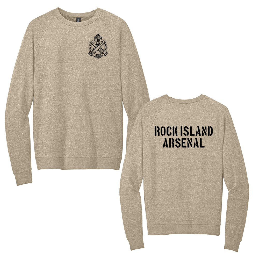 RI Arsenal District Perfect Tri Unisex Fleece Crewneck Sweatshirt-Desert Tan Heather