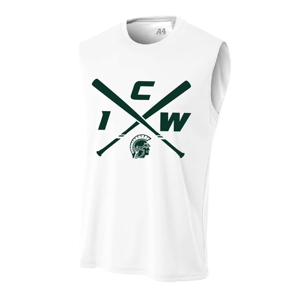 West Baseball PG A4 Cooling Performance Sleevless T-White