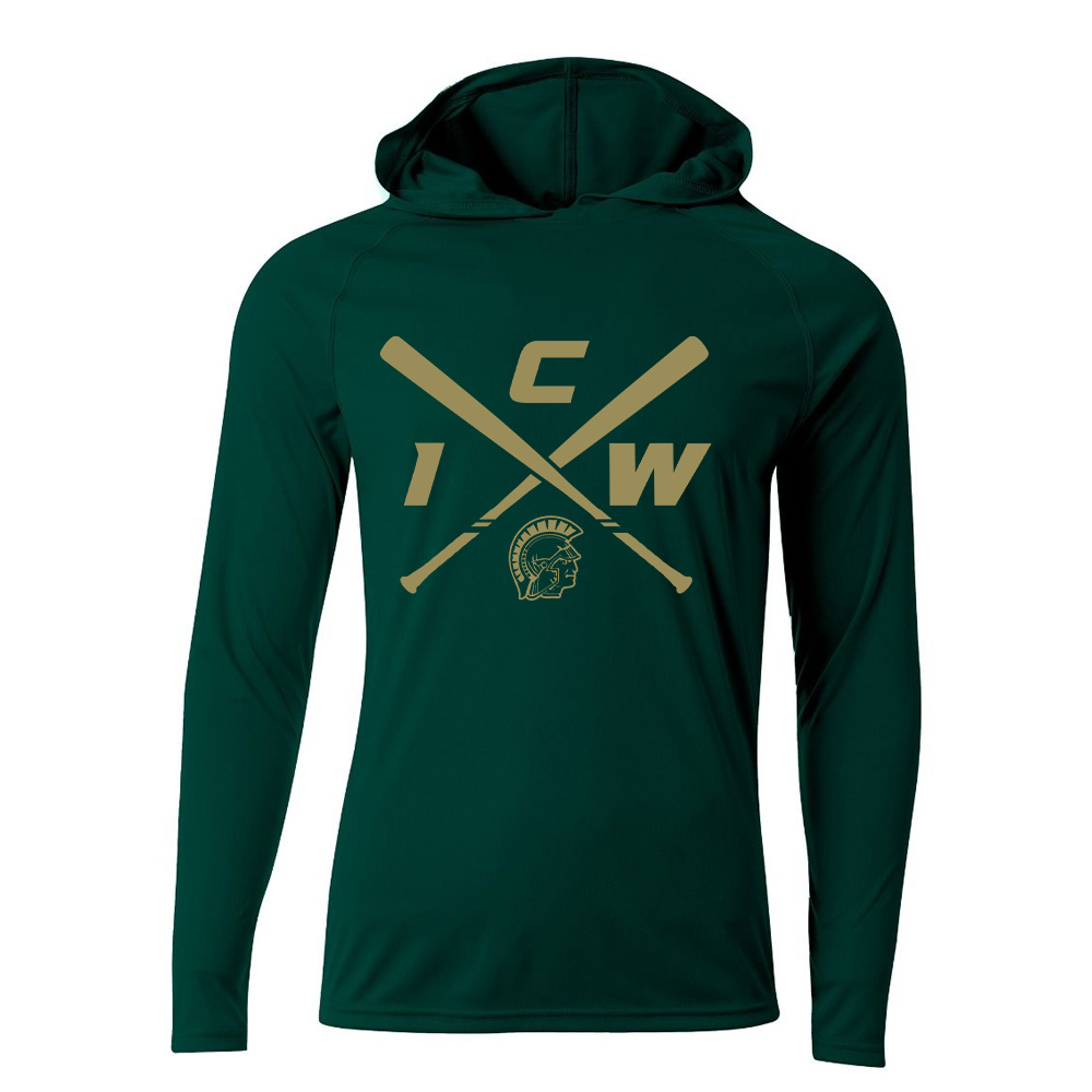 West Baseball PG Cooling performance long sleeve hooded Tee-Forest
