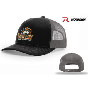 WDM Girls Soccer Richardson Pro Crown Mesh Back Adjustable back cap Split-Black/Charcoal