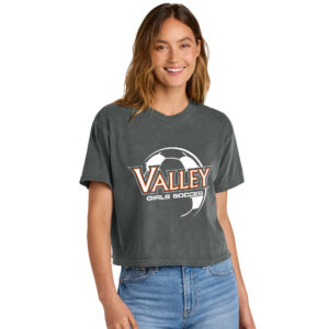 WDM Girls Soccer Comfort Colors Women’s Heaveweight Boxy Fit Slightly Cropped T-Shirt-Pepper