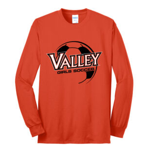 WDM Girls Soccer Unisex Cotton Long Sleeve Tee-Orange