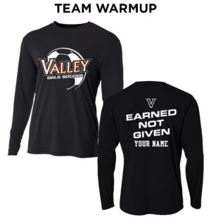 WDM Girls Soccer Men Adult Cooling Performance long sleeve Crew Tee -Black TEAM WARM UP