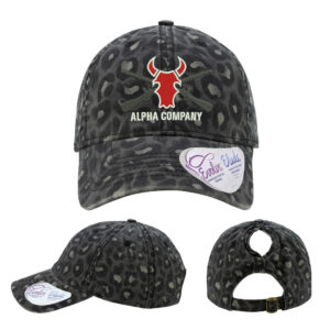 Alpha Company Avauncez Infinity Her Women’s Garment-Washed Fashion Print Cap-Black Leopard
