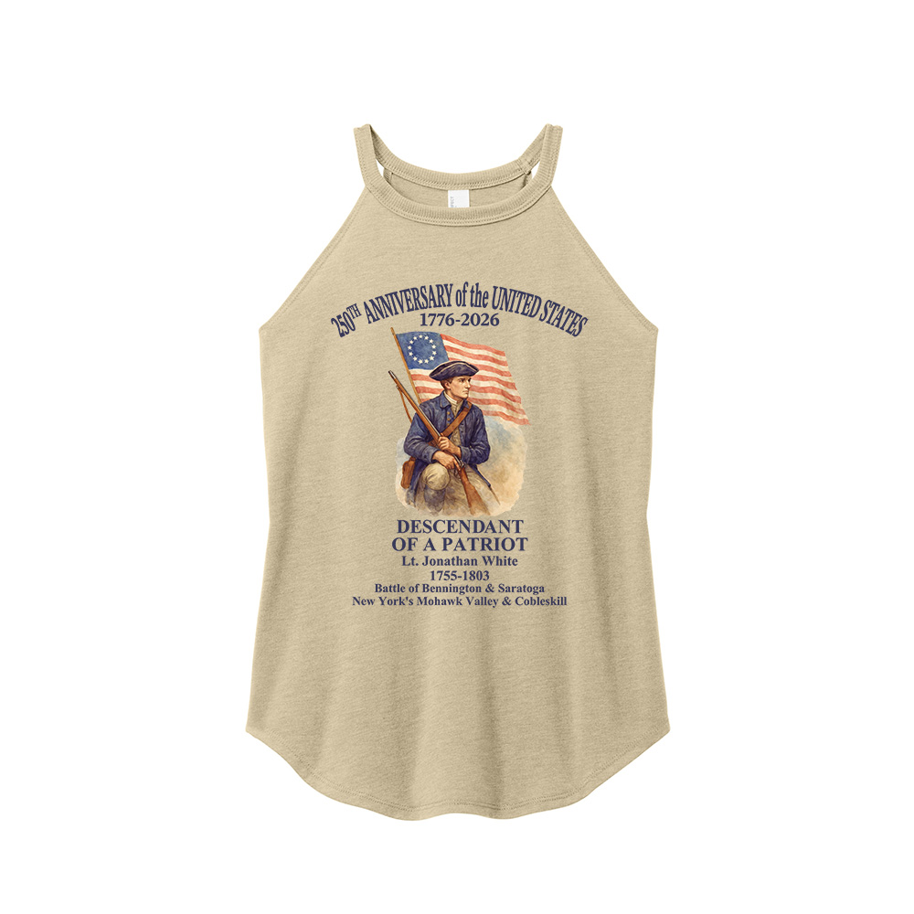 250th Anniversary District Made Ladies Perfect Tri Rocker Tank-Desert Tan Heather