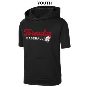Boone Baseball Sport-Tek YOUTH Sport-Wick Fleece Short Sleeve Hooded Pullover-Black