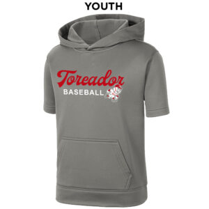 Boone Baseball Sport-Tek YOUTH Sport-Wick Fleece Short Sleeve Hooded Pullover-Dark Smoke Grey