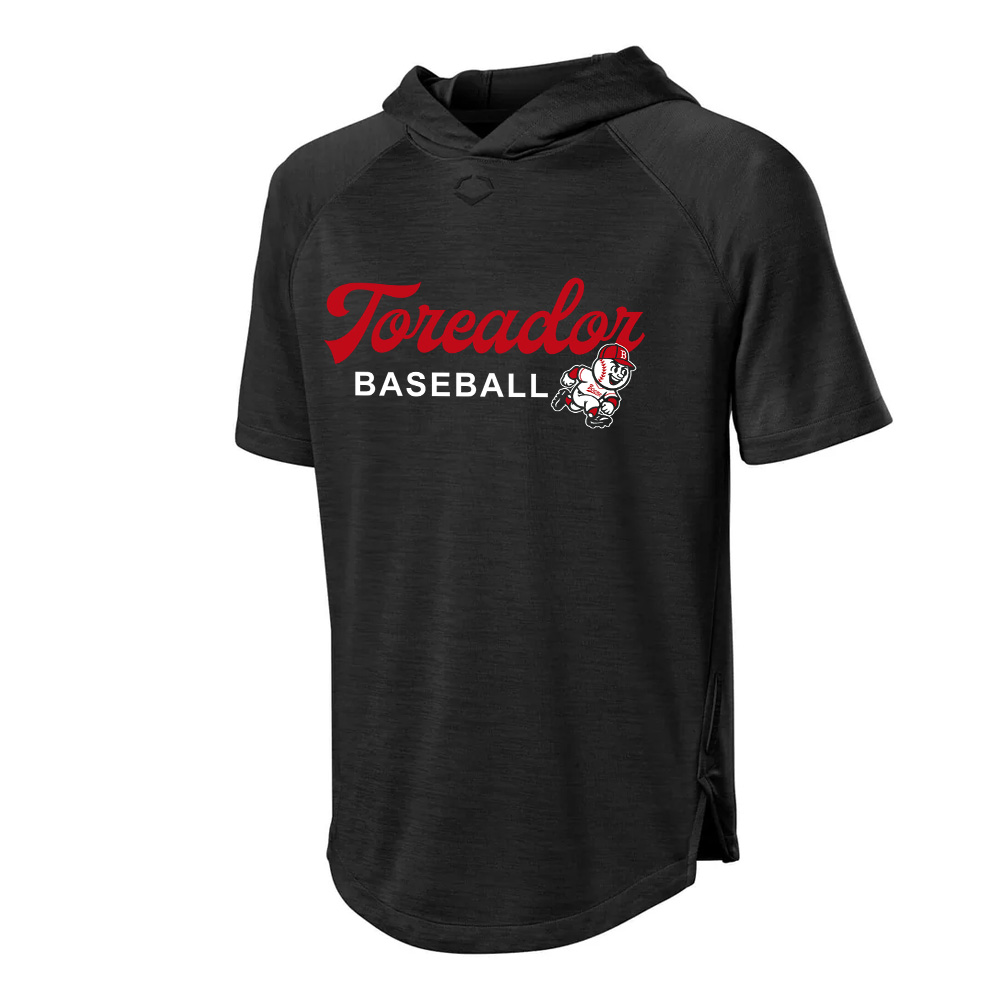 Boone Baseball Evoshield Adult Lightweight Short Sleeve Baseball Training hoodie 2.0- BLACK (S, M, L, XL, 2X)