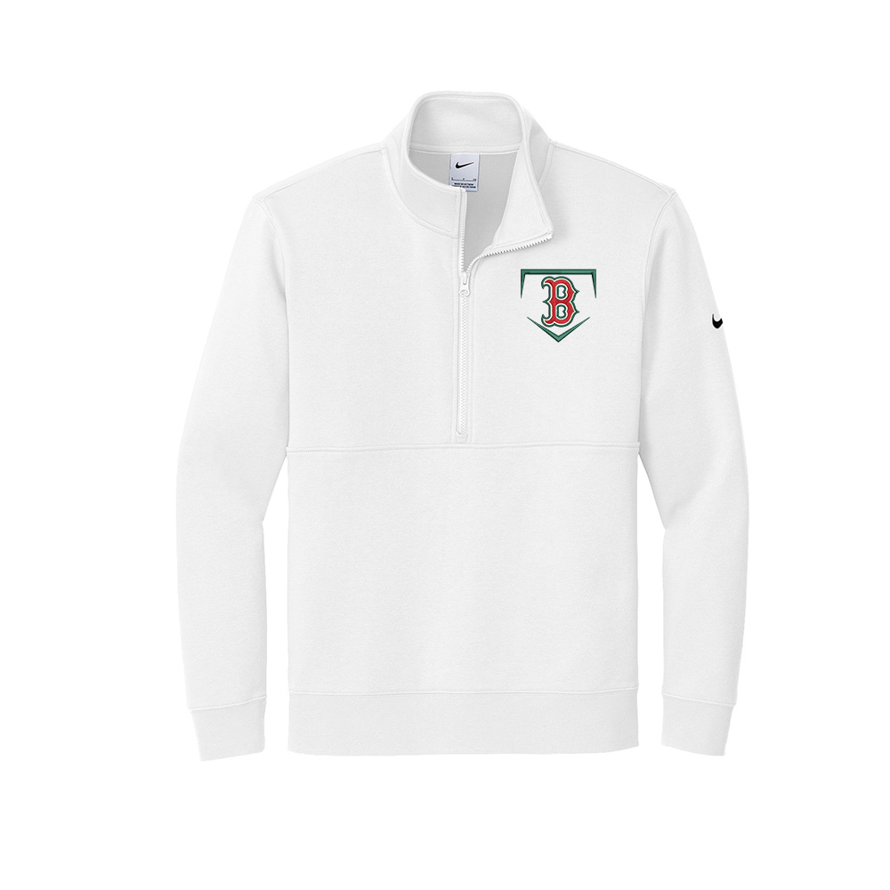 Boone Baseball Nike Club Fleece Sleeve Swoosh 1/2-Zip Men-White
