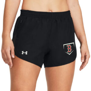 Boone Baseball Under Armour UA Fly-By Women’s 3″ Shorts-Black/White