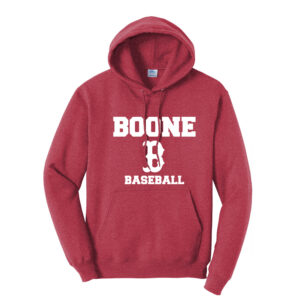 Boone Baseball Unisex Fleece Hooded Sweatshirt-Heather Red