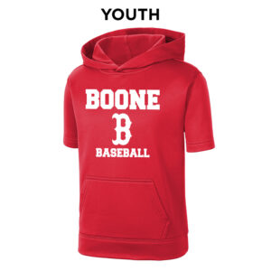 Boone Baseball Sport-Tek YOUTH Sport-Wick Fleece Short Sleeve Hooded Pullover-Deep Red