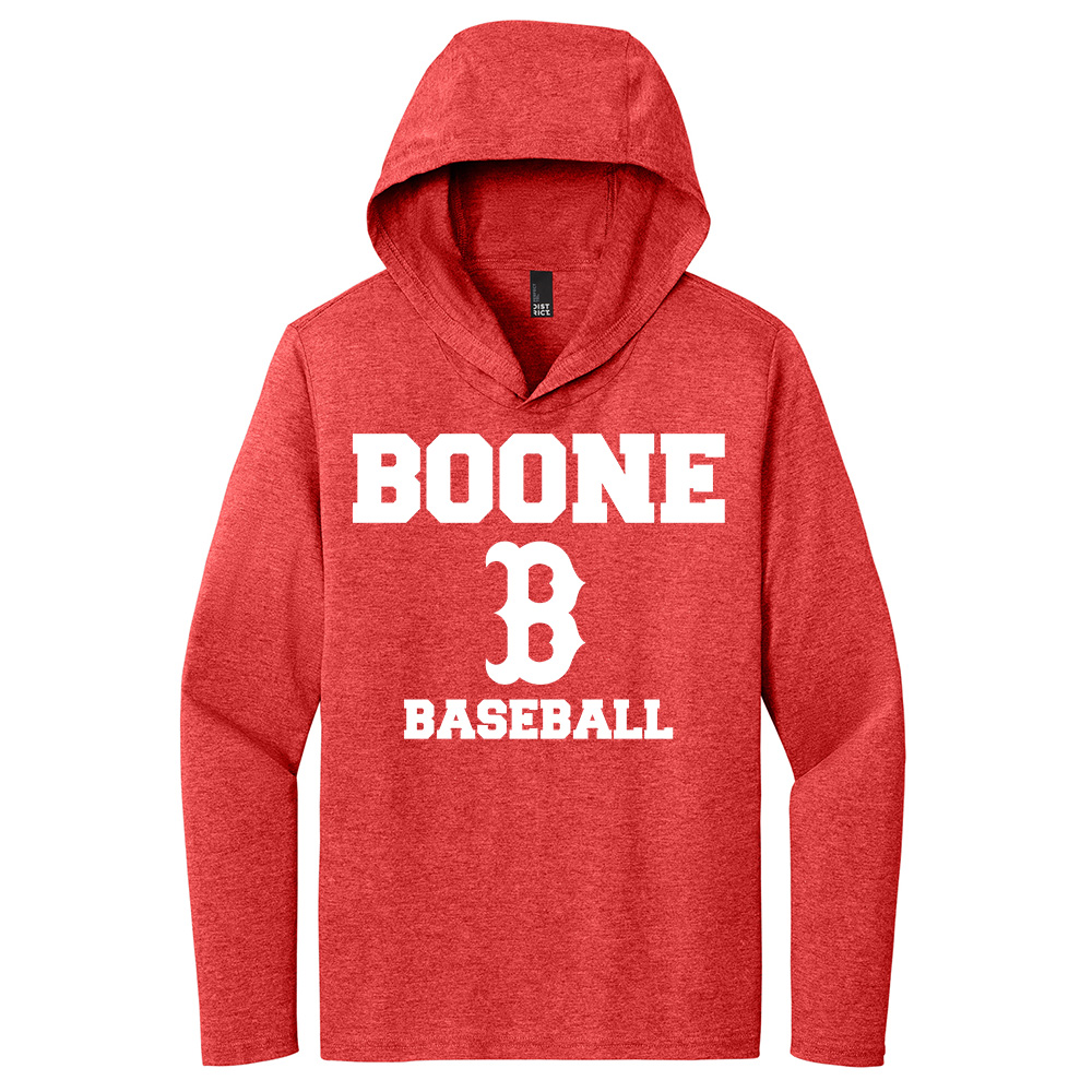 Boone Baseball District Made Mens Perfect Tri Long Sleeve Hoodie-Red Frost