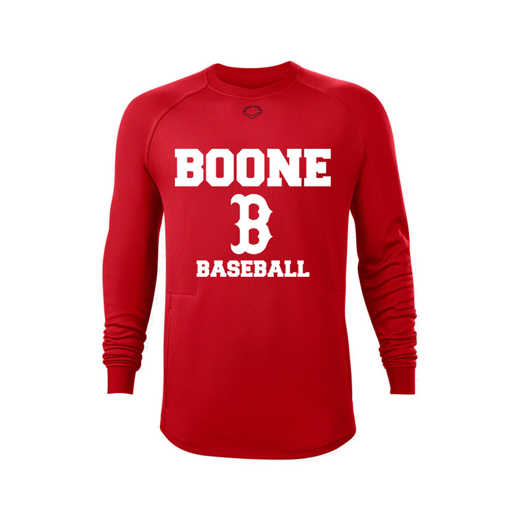 Boone Baseball Evoshield Adult Pro Team Heater Fleece Crewneck - Scarlet