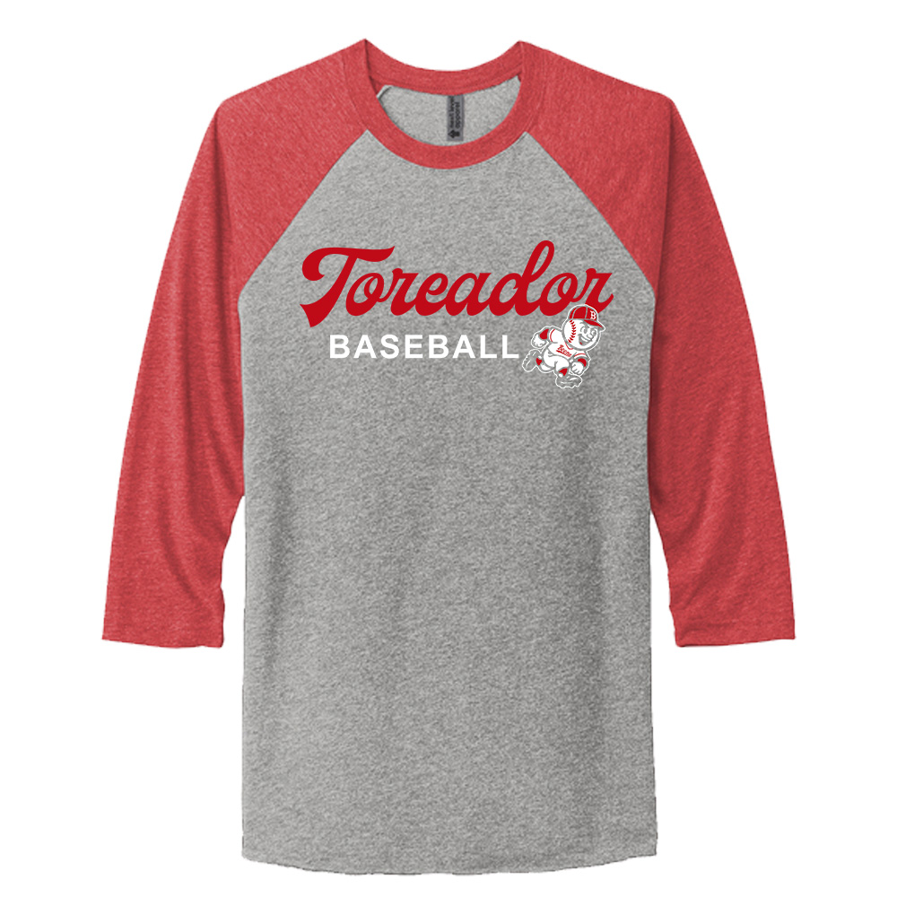 Boone Baseball Next Level Tr-Blend Baseball Raglan Tee Adult-Red/Premium Heather