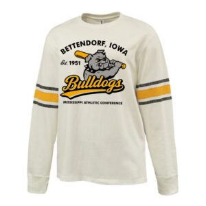 Bett Bulldog BB Pennant HEAVYWEIGHT 8.0 oz. antique white cotton jerseyarchive-style printed sleeve stri-Gold/Black