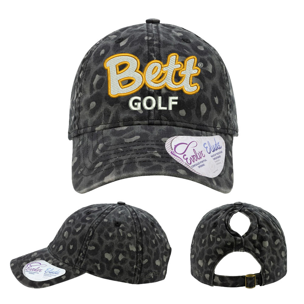 Bett Golf Infinity Her Women's Garment-Washed Fashion Print Cap-Black Leopard