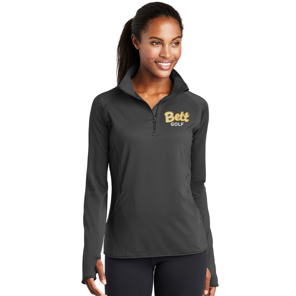 Bett Golf Sport-Tek Ladies Sport-Wick Stretch 1/2-Zip Pullover-Charcoal