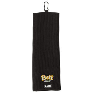 Bett Golf Carmel Towel Company – Fairway Golf Towel- waffle-weave microfiber Tri-Fold with carabiner-Black
