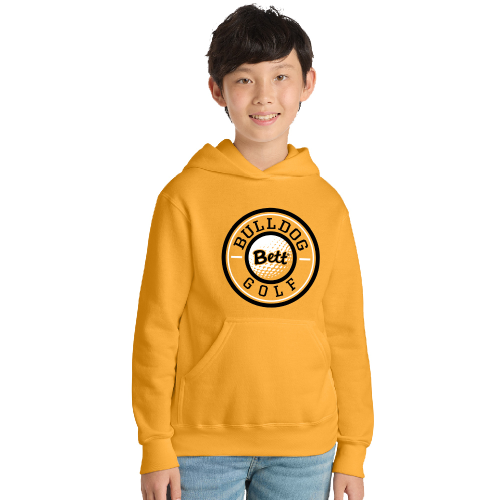 Bett Golf Youth Fleece Hooded Sweatshirt-Gold
