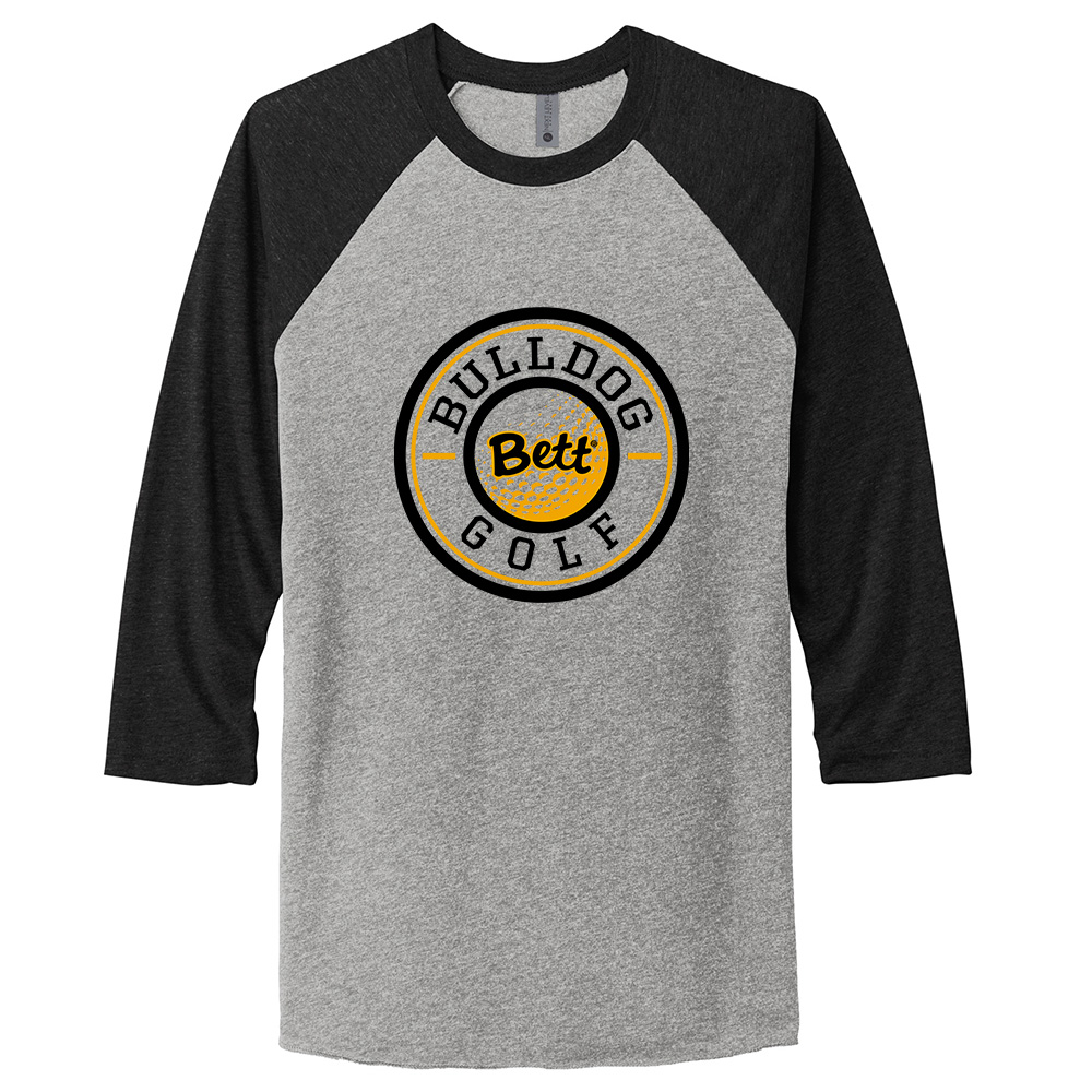 Bett Golf Next Level Unisex Triblend 3/4 Sleeve Raglan Tee-Black/Heather