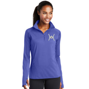 Baldwin BB Sport-Tek Ladies Sport-Wick Stretch 1/2-Zip Pullover-Iris Purple