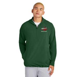 Boone Track Field Sport-Tek Men Repeat 1/2-Zip Long Sleeve Hooded Jacket-Forest Green
