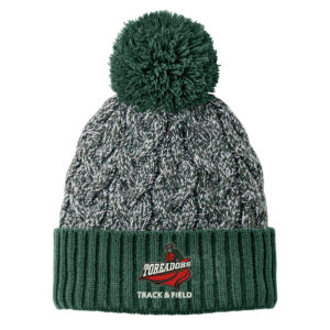 Boone Track Field New Era Marled Knit Pom Beanie-Dark Green Graphite/White