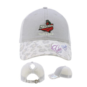 Boone Track Field Infinity Her Women’s Printed Visor with Mesh Back Cap-Grey Snow Leopard