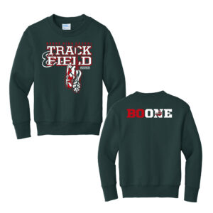 Boone Track Field Youth Fleece Crewneck Sweatshirt-Dark Green