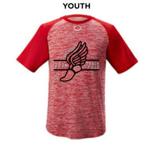 Boone Track Field Evoshield YOUTH E304 performance color block short sleeve performance shirt-Scarlet (YM/YL)