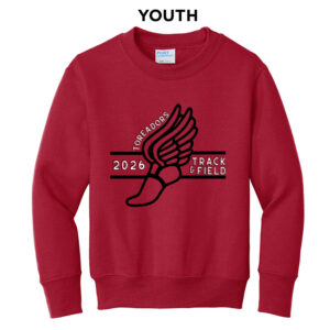Boone Track Field Youth Fleece Crewneck Sweatshirt-Red