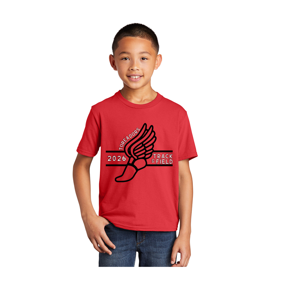 Boone Track Field Youth Cotton Fan Favorite Short Sleeve Tee-Bright Red
