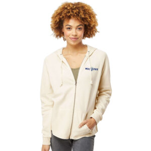 BPV Wolfpack Women’s California Wave Wash Full-Zip Hooded Sweatshirt-Bone