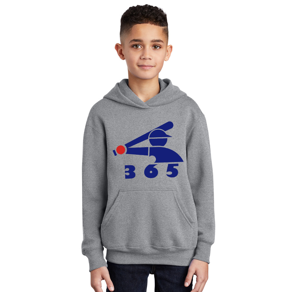 Baseball 365 Youth Fleece Hooded Sweatshirt-Athletic Heather