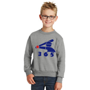Baseball 365 Youth Fleece Crewneck Sweatshirt-Athletic Heather