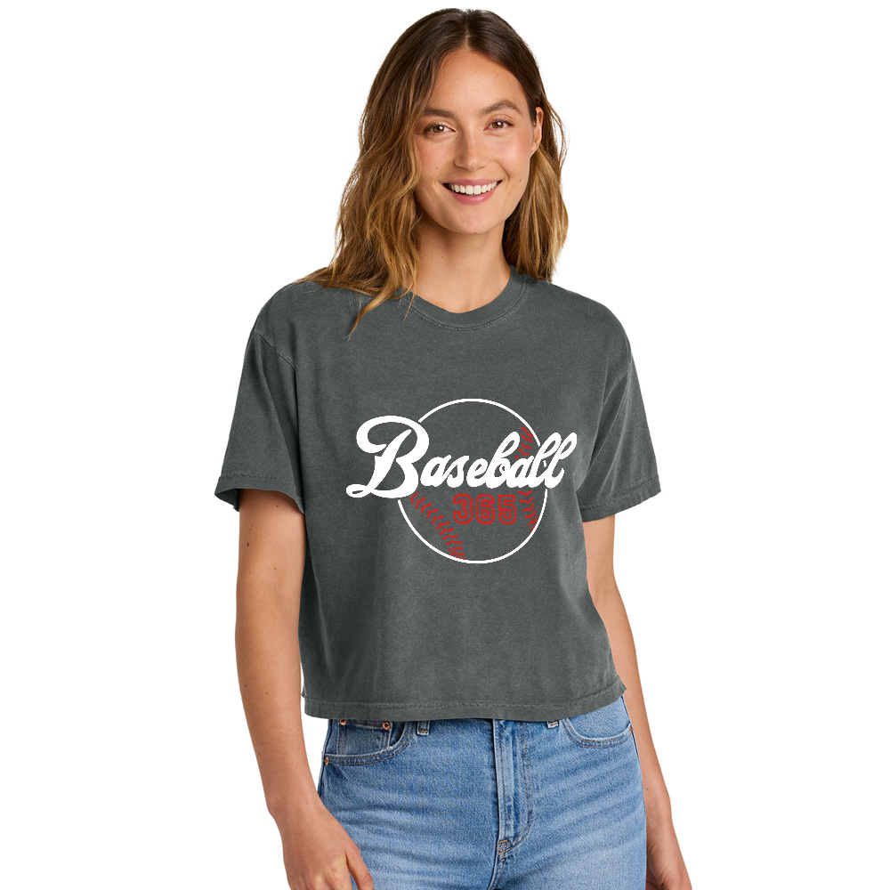 Baseball 365 Comfort Colors Women's Heaveweight Boxy Fit Slightly Cropped T-Shirt-Pepper