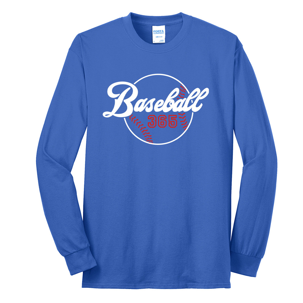 Baseball 365 Unisex Cotton Long Sleeve Tee-Royal