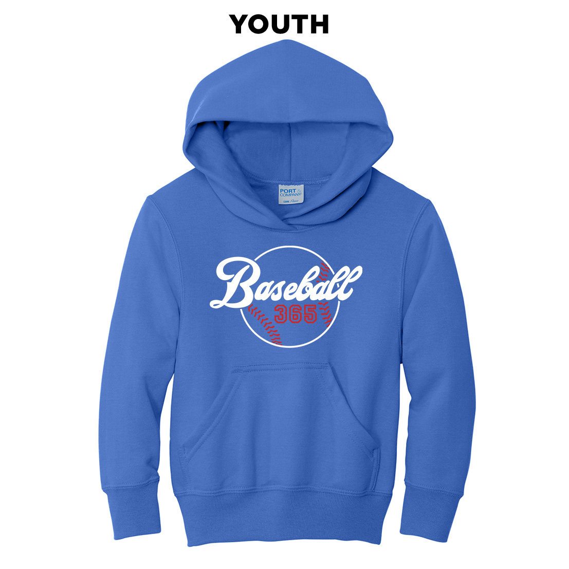 Baseball 365 Youth Fleece Hooded Sweatshirt-Royal