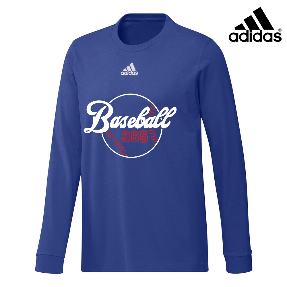 Baseball 365 Adidas Fresh BOS LONG sleeve 100% ring-spun cotton Tee - ROYAL BLUE (XL, 3x)