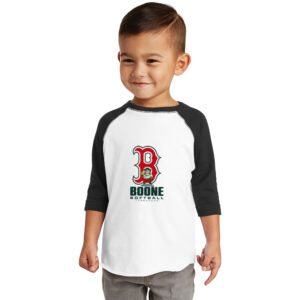 Boone Softball Rabbit Skins Toddler 3/4 Sleeve Basebqall Shirt -White/Black