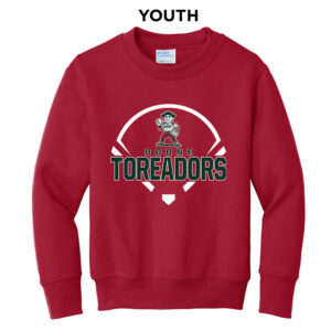 Boone Softball Youth Fleece Crewneck Sweatshirt-Red
